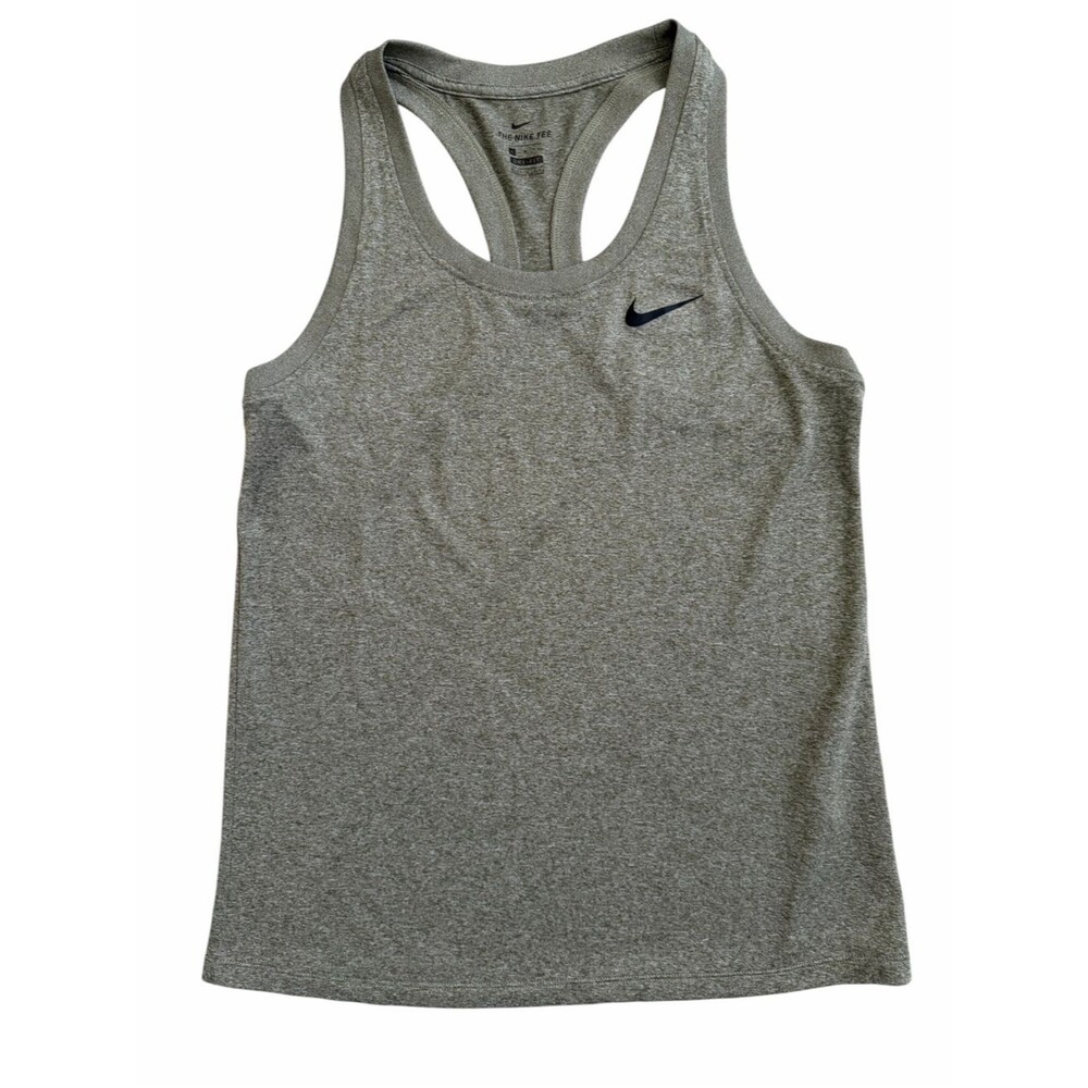 Nike Gray Racerback Dri Fit Tank Top Womens Size S Athletic Gym Workout Swoosh